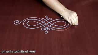 Easy border rangoli designs |  Simple side border kolam |  Border muggulu | Rangoli with chalk