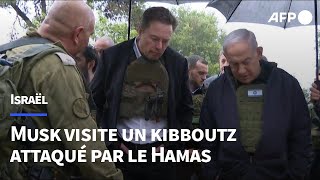 Elon Musk visite un kibboutz attaqué par le Hamas aux côtés de Netanyahu | AFP Images