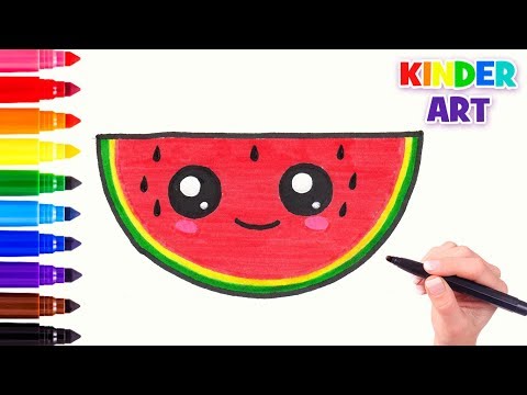 Как нарисовать арбуз | How to draw a cute watermelon