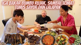 IGA BAKAR BUMBU RUJAK, SAMBAL TOMAT, TUMIS SAYURAN DAN LALAPAN