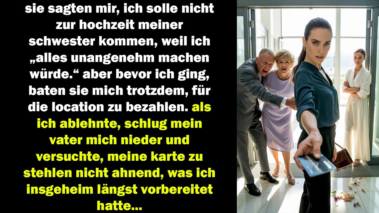 sie warfen mich aus der hochzeit meiner schwester, wollten aber meine karte – bis alles aufflog...