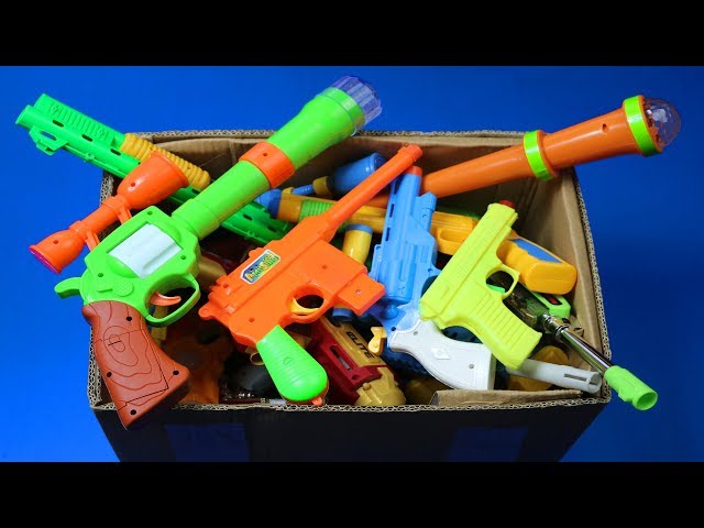 Box Full Of Toys! My Massive Gun Toys Arsenal - Real u0026 Fake Nerf Guns Toys u0026 Military equipments class=