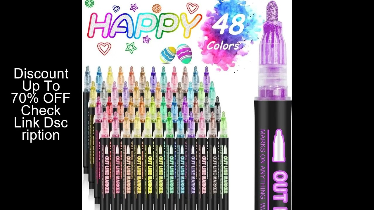 8/12/24 Colors Double Line Outline Pens, Self-Outline Metallic Markers Glitter Writing Drawing Pens