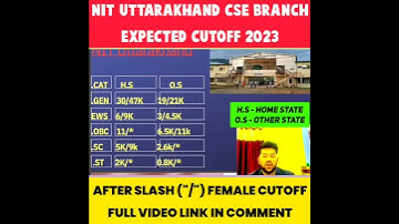 NIT UTTARAKHAND CSE BRANCH | EXPECTED CUTOFF 2023 #shorts #josaa2023 #expectedcutoff