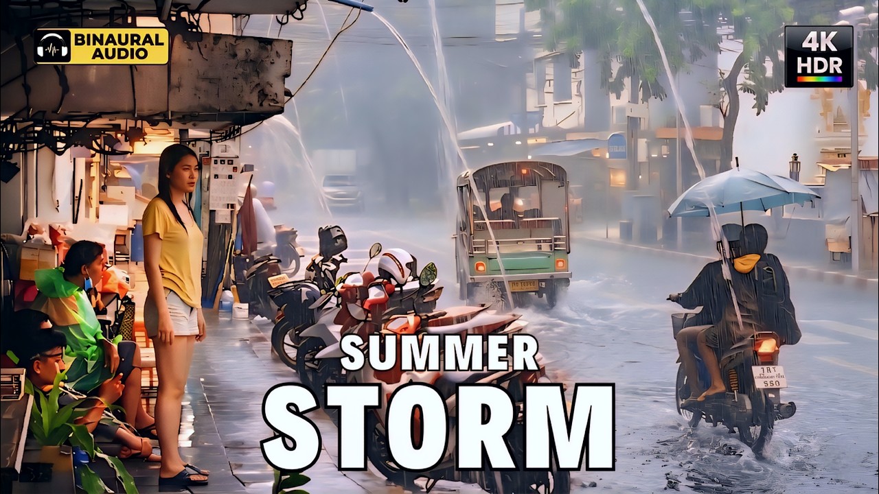 Bangkok, Thailand | Audio | Rain Walking Tour 4K