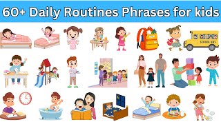 Daily Routine Phrases for kids | English Vocabulay | #PhrasalVerbs #classroomlanguage #kidslearning