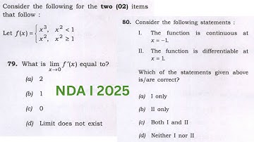 NDA I 2025// SET A// Q79 and Q80//Let f(x)= x^3 when x^2 less than 1                    x^2 when x^2