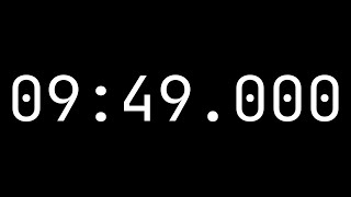 Countdown timer 9 minutes, 49 seconds [09:49.000] - White on black with milliseconds