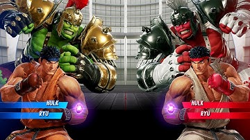 Gladiator Hulk & Ryu vs Hulk & Ryu (Very Hard) - Marvel vs Capcom | 4K UHD Gameplay