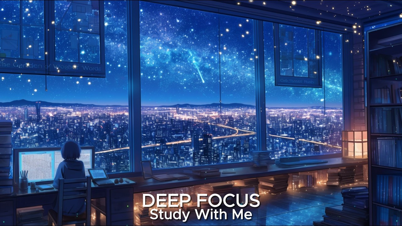 Study With Me 3 Hours 🌠 Starry Night Window View | Calm Lofi for Deep Concentration