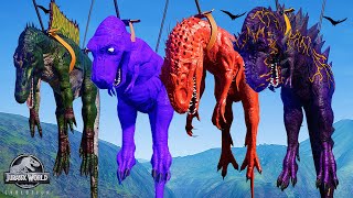 Omega 09 Vs T Rex Vs Indominus Rex Vs Spinosaurus - Dinosaur Fighting Juric World Evolution
