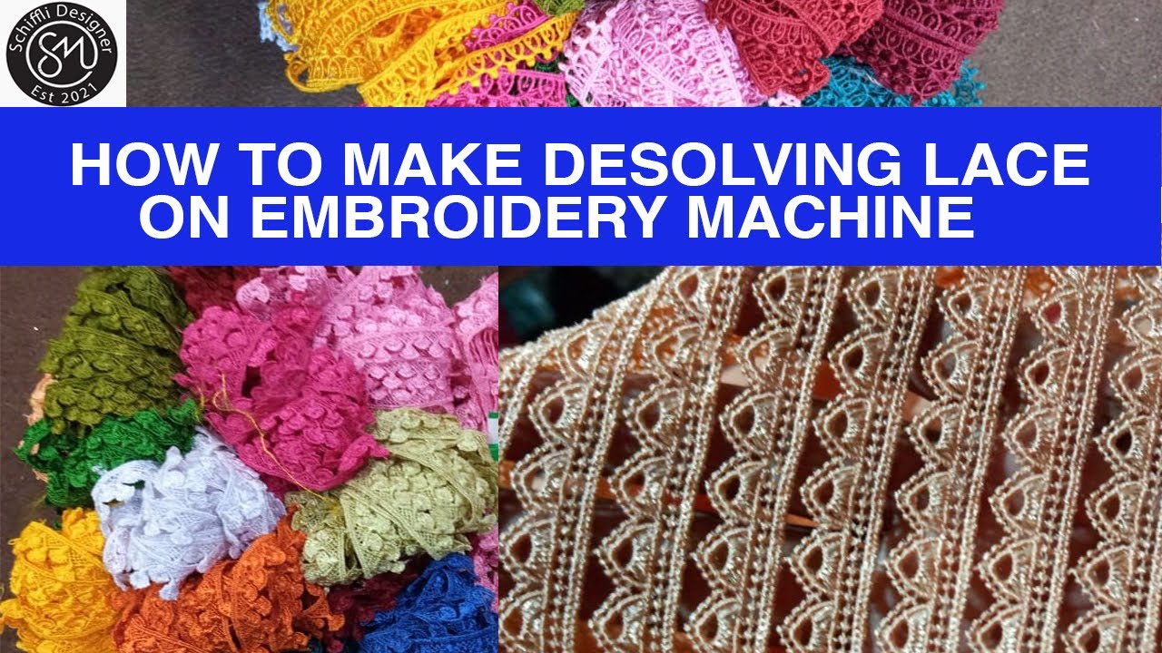 How to make desolving or shuttle lace on embroidery machine YouTube