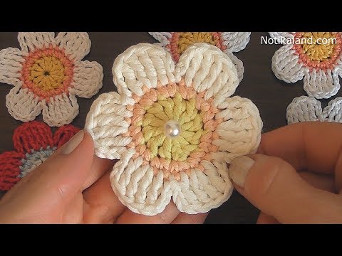 Crochet flower tutorial  VERY EASY crochet flower applique patterns