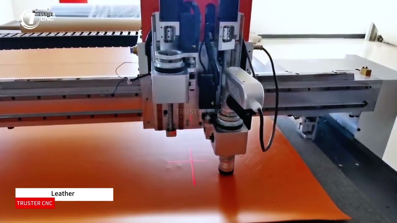 "Say no to waste! Vibrating knife cuts leather to make the most of every piece of leather" 