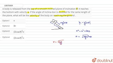 A body is released from the top of a smooth inclined plane of inclination `theta`. It reaches
