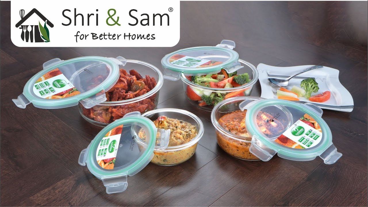Clickfresh 650ml Round Glass Food Storage & Bakeware Container with ...