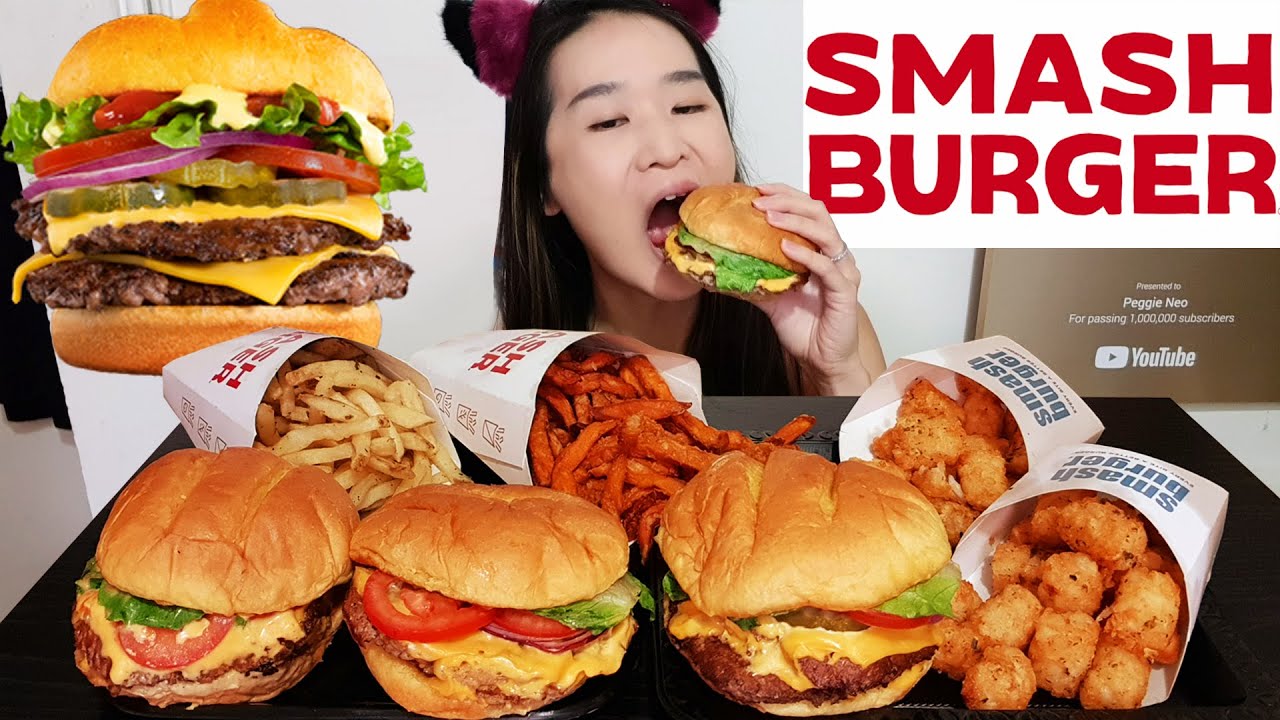 BEST CHEESEBURGER EVER! Smashburger Double Cheeseburger, Tater Tots & Fries - Mukbang Asmr Eating