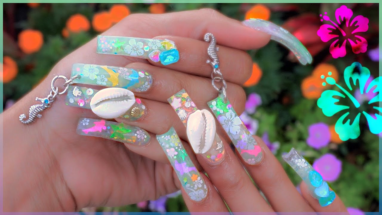 DIY coconut girl CURVE acrylic nails + ENAIL HAUL