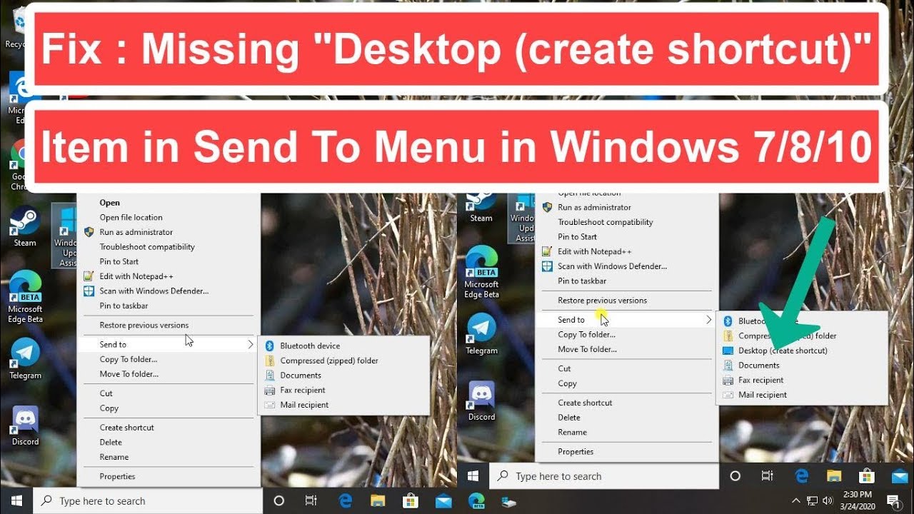 send to desktop missing send to desktop missing