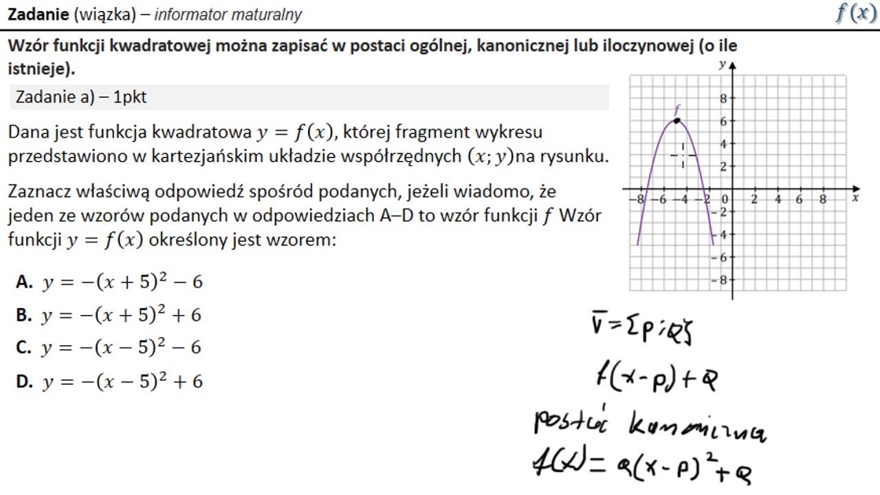 Matura z matematyki:Funkcje - zadanie - 30 a) - YouTube