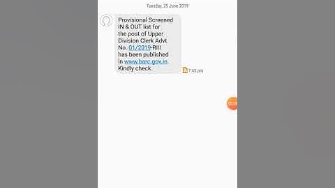 BARC Provisional Screened IN & OUT list Upper Division Clerk 01/2019-RIII