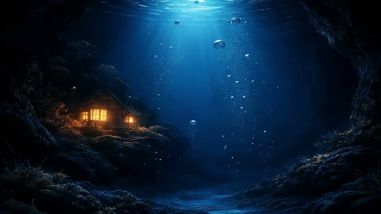 Underwater Cozy Cabin at Midnight 🌊✨ | Deep Ocean Sleep Ambience (2 Hours)
