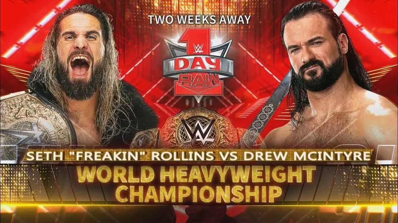 WWE RAW DAY 1 (2024) : Seth “Freakin” Rollins Vs Drew McIntyre World Heavyweight Championship Match