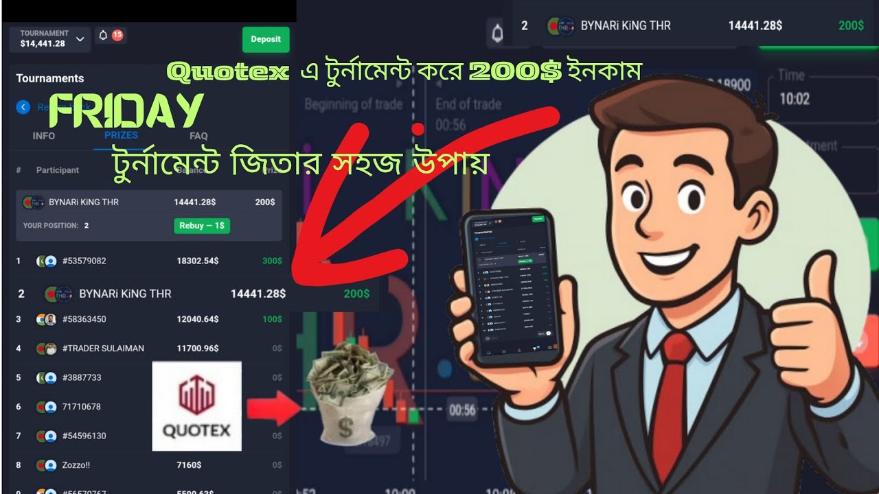 Quotex Friday Tournament | 200$ ইনকাম করার সহজ উপায় 💰🔥।Quotex এ ডিপোজিট ছাড়া ইনকাম করুন সম্পূর্ণ 