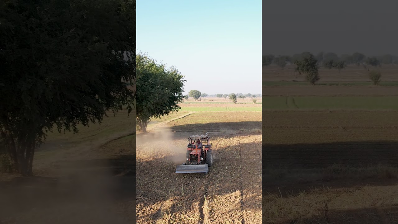 Drone View of Village Life | Tractor Working in Fields
