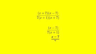 How to Simplify (x^2 - 49) / (7x + 7) to Lowest Terms | Factoring Rational Expressions
