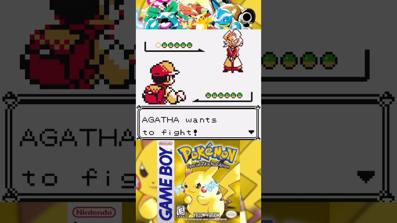 POKEMON YELLOW VERSION - Elite Four AGATHA (Game Boy Color) Full Battle Gameplay