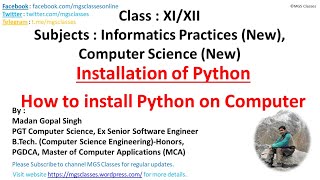 Python Installation on Computer for XI/XII-Computer Science (New) and Informatics Practices (New)