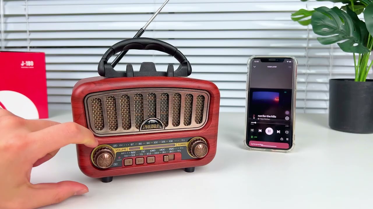 Radio Music Society(180G/2LP) 初版新品未聴 PRUNUS J-180 Retro Radio Bluetooth, AM/FM, stereo sound, loud