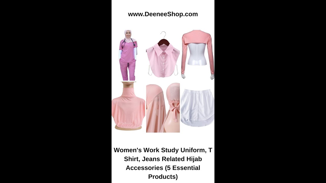 Women's Work Study Uniform, T Shirt, Jeans Related Hijab Accessories (5 Essential Products)