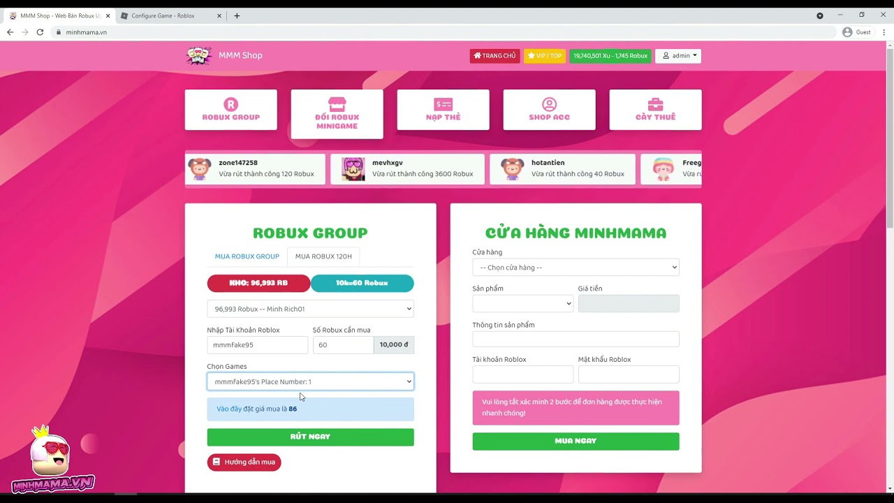 HƯỚNG DẪN MUA ROBUX 120H TRÊN MINHMAMA.VN - youtube
