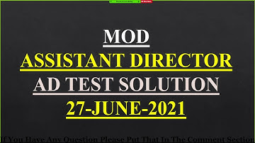 MOD Assistant Director Complete Test Along With Solution Held on 27 June 2021 || Past Test Preparati