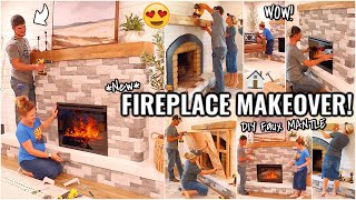 COMPLETE TRANSFORMATION!! FIREPLACE MAKEOVER & RENOVATION HOUSE PROJECTS | DIY FAUX MANTLE