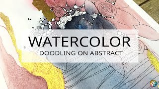 watercolor painting: doodling on abstract