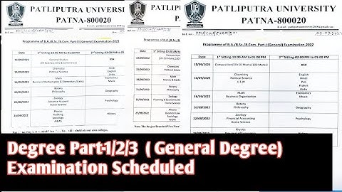 Patliputra University Part-1/2/3 Exam Date| General Degree|B.A|B.Sc|B.Com|Check Details|All Sessions
