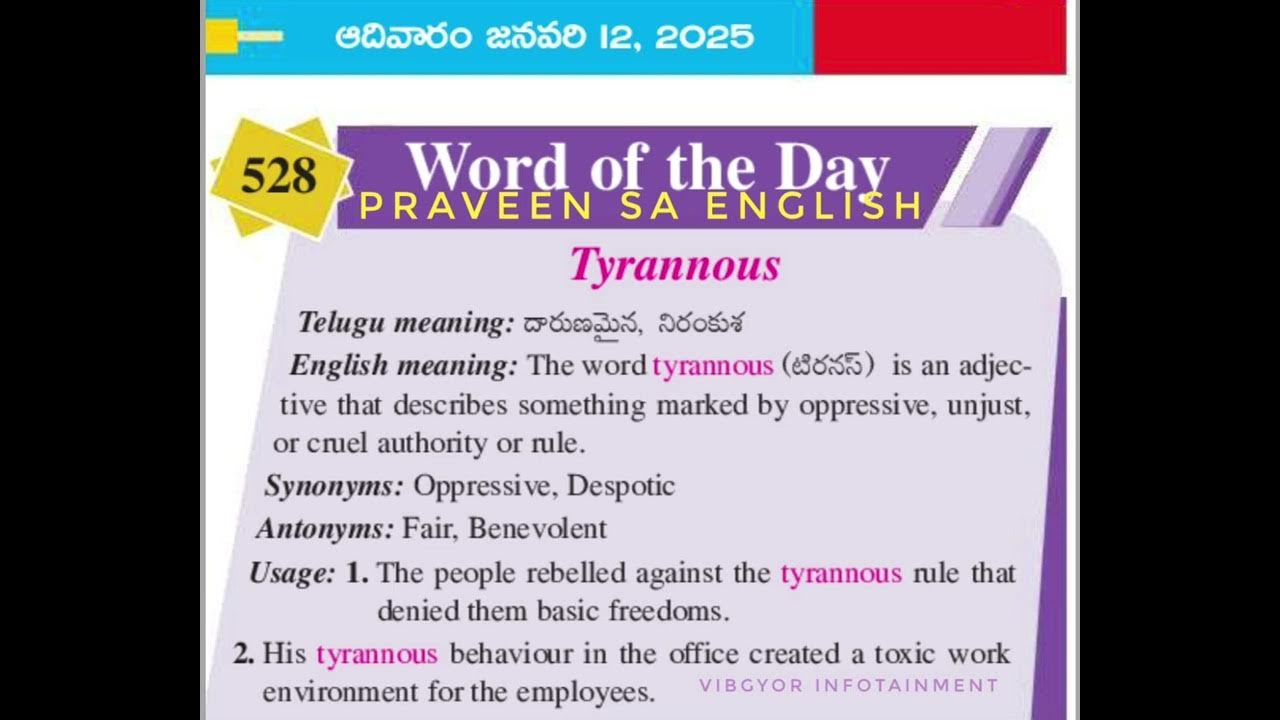 word of the day 12012025 YouTube