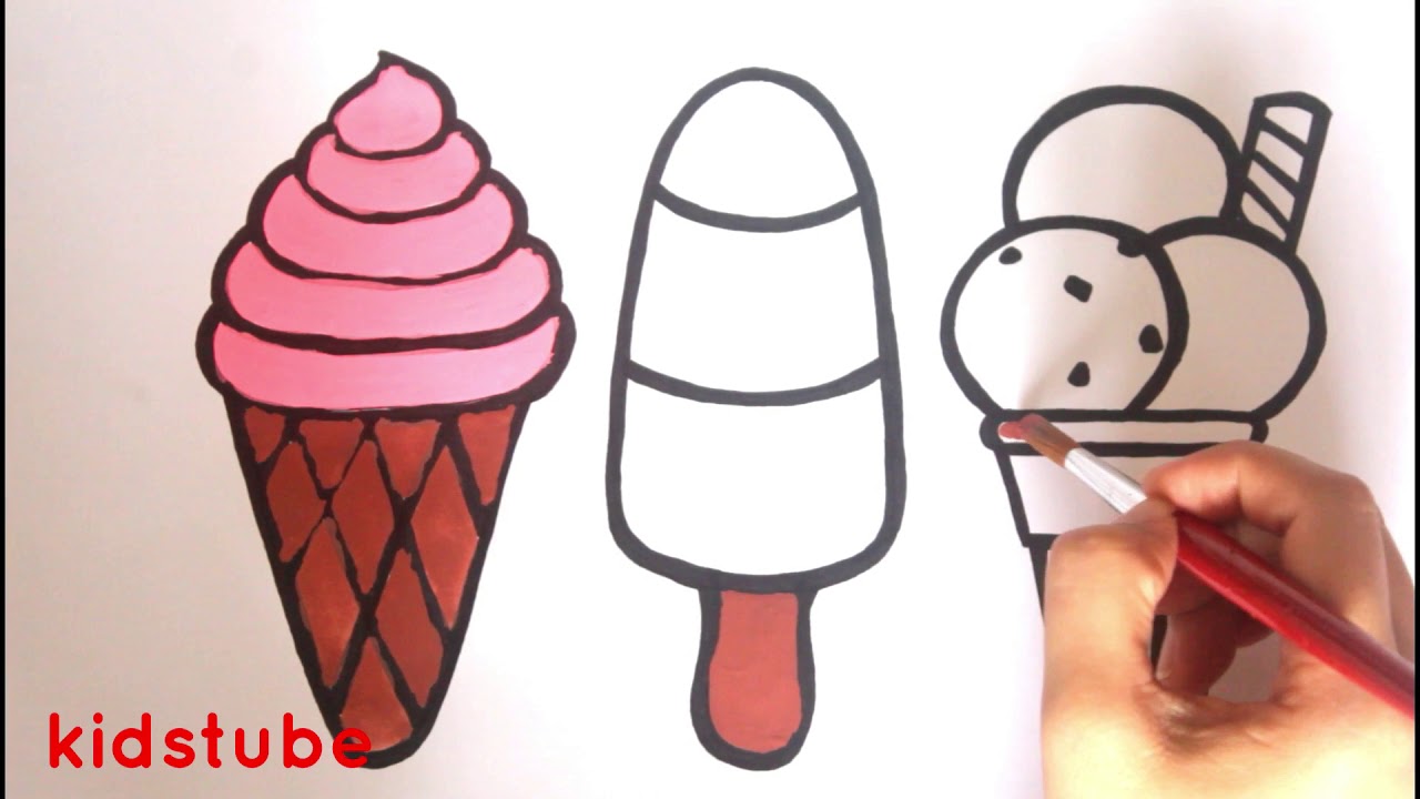 Cara menggambar aneka ES KRIM mudah untuk anak 