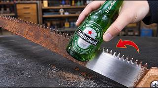 How To Easily Sharpen A Hand Saw To Razor-Sharp in Just 2 Minutes | Remove Rust Instantly(Like New!)