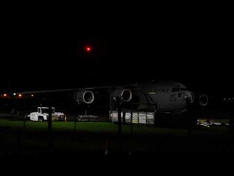 USAF C17 (10187)  Powerback from stand 42 at shannon