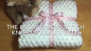 HOW TO KNIT - BEAUTIFUL MOSS STITCH BABY BLANKET - SUPER EASY FOR BEGINNERS