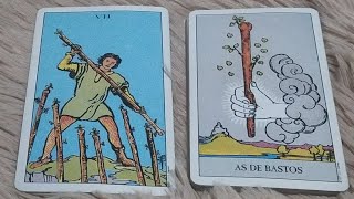 Seven of Wands combinations with all the minor arcana of the Tarot. #wands #cups #coins #swords