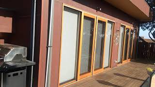 Re-staining exterior doors, using Flood Spa'N Deck, natural colour
