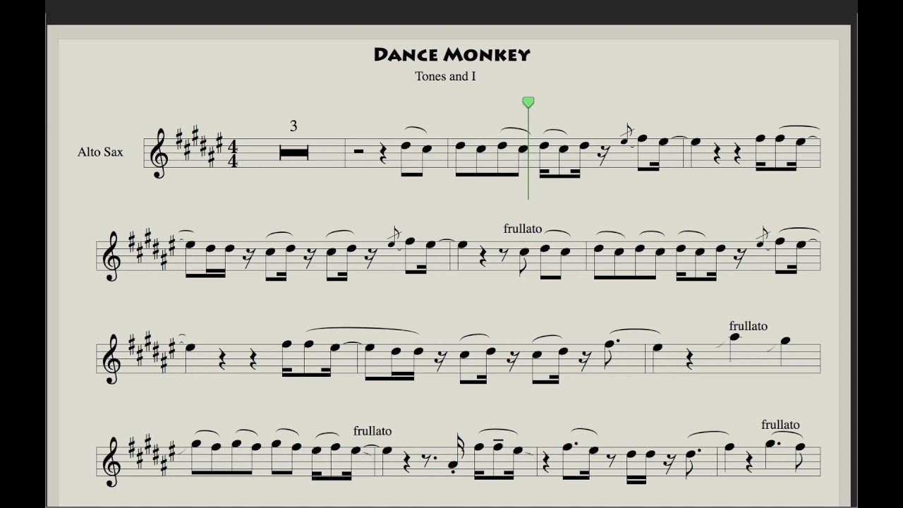 Tones And I Dance Monkey Sheet Music For Saxophone Alto Youtube