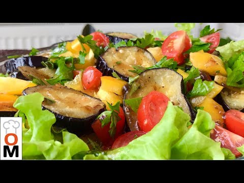 Видео рецепт Теплый салат из баклажанов со вкусным соусом