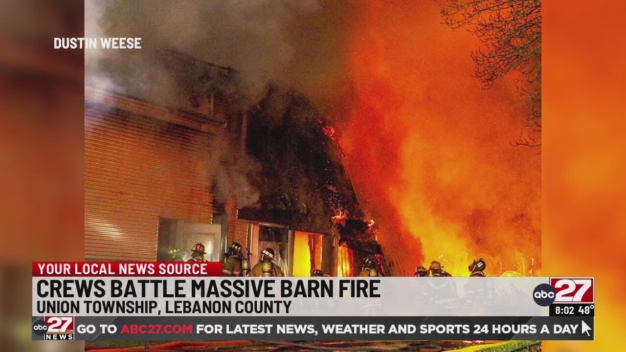 Firefighters respond to barn fire in Lebanon County - YouTube