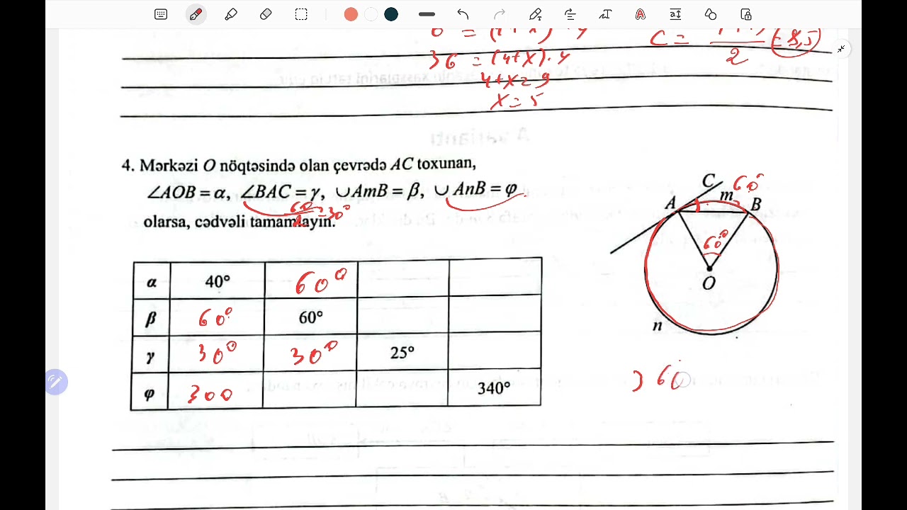 Çevrə açiq tipli  suallar 9-cu sinif riyaziyyat DİM #Çevrə